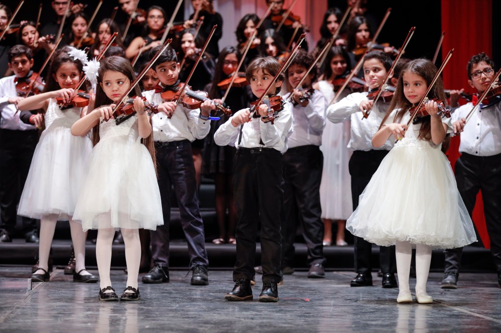 Egyptian Suzuki Violinist of Cairo Suzuki music center led by Egyptian Violinists Georges & Samuel Mohsen perform at The Cairo opera House